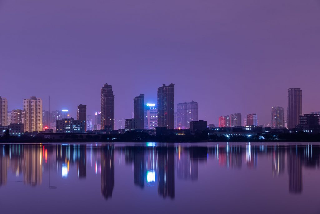 Dubai buildings at night