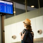 A flight schedule on an airport